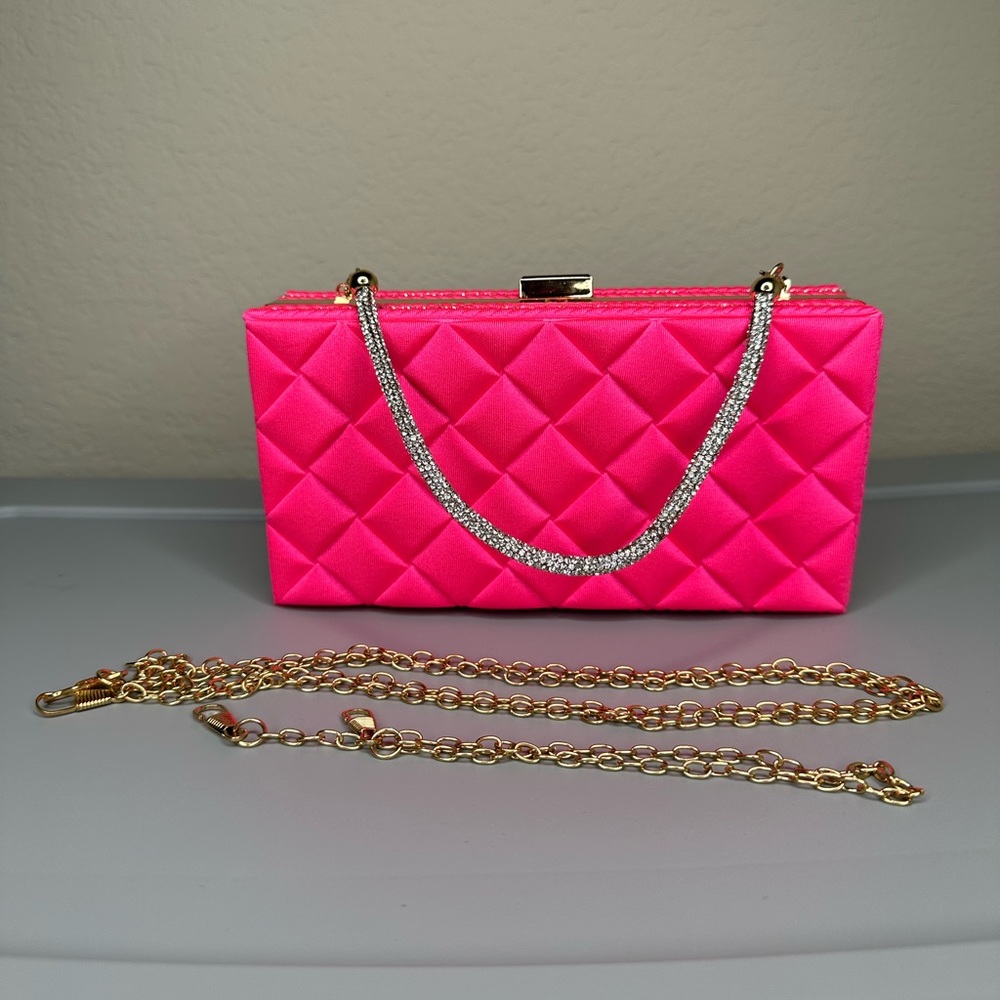 Hot Pink Rhinestone Clutch Purse